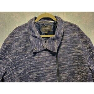 Banana Republic Tweed Coat Med Textured Blue Cocoon Preppy Boxy Midi Office Work